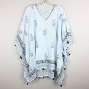 Lovestitch | Oversized Soft Blue Print Poncho - H4